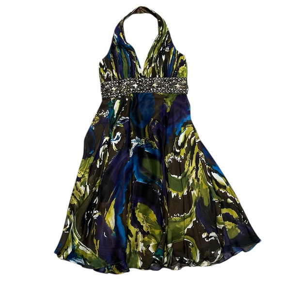Tony Bowls Evenings Dresses & Skirts - Tony Bowls Evenings Halter Dress Sz 6 Beaded Empire Waist Chiffon Cocktail Dress